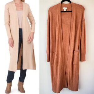 Ruby Moon‎ Womens Longline Cardigan M Orange Open Front Sweater Boho Loungewear